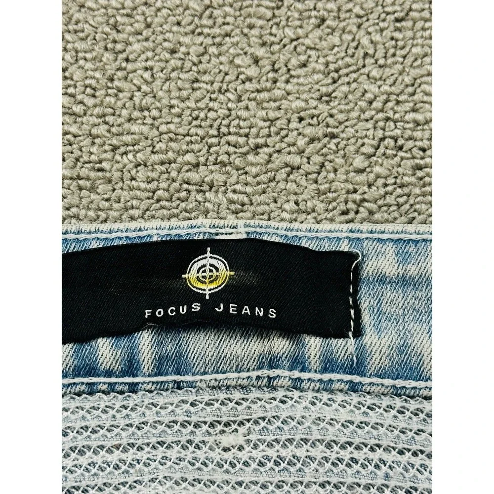 Focus Jeans Men 44 Blue Slim Biker Moto Distressed‎ Patched Biker Moto Hip Hop